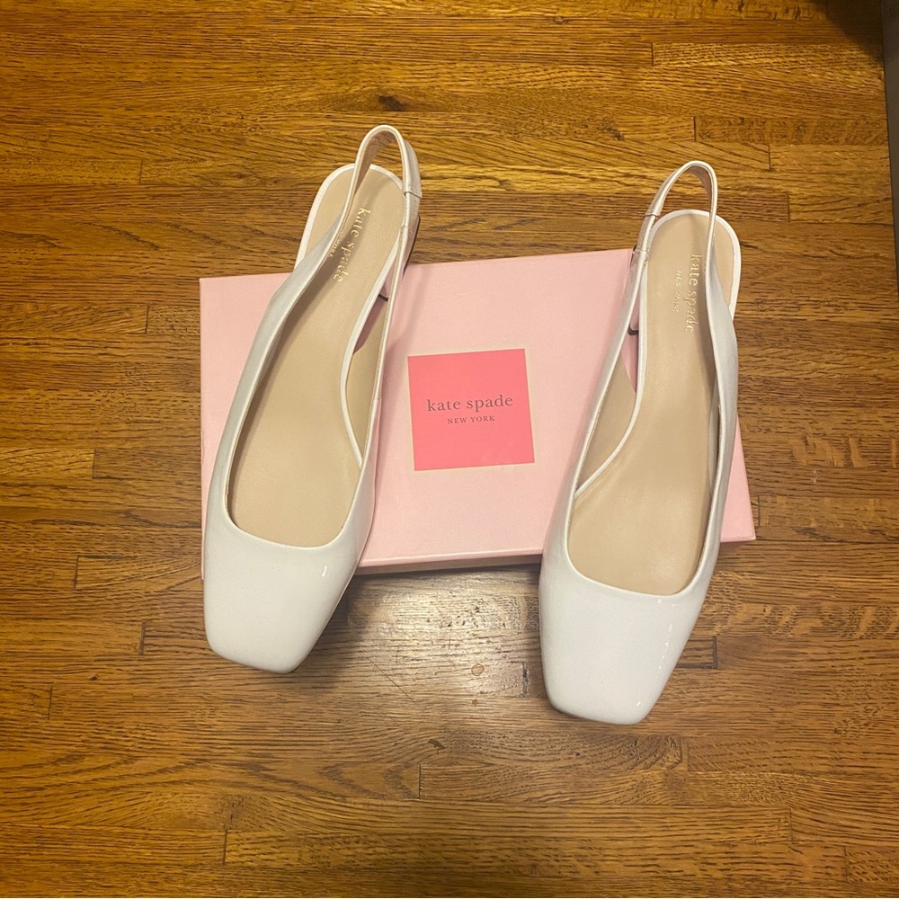 Kate Spade white sling backs